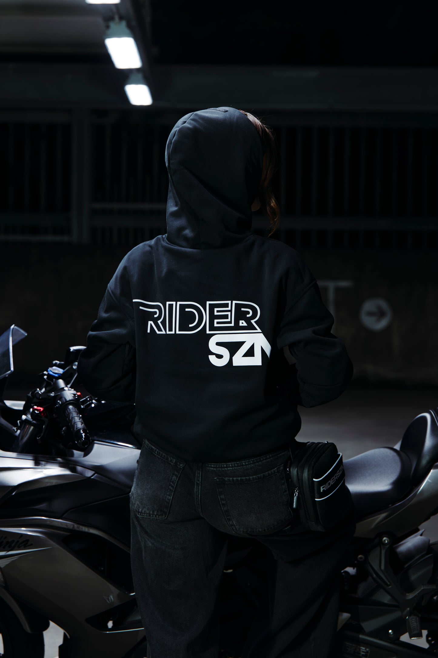 STORM Armoured Hoodie [Rear View 2] - BLACK/SILVER