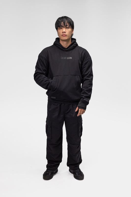 Armoured 'Rear View' Hoodie (Black + Dark Reflective)