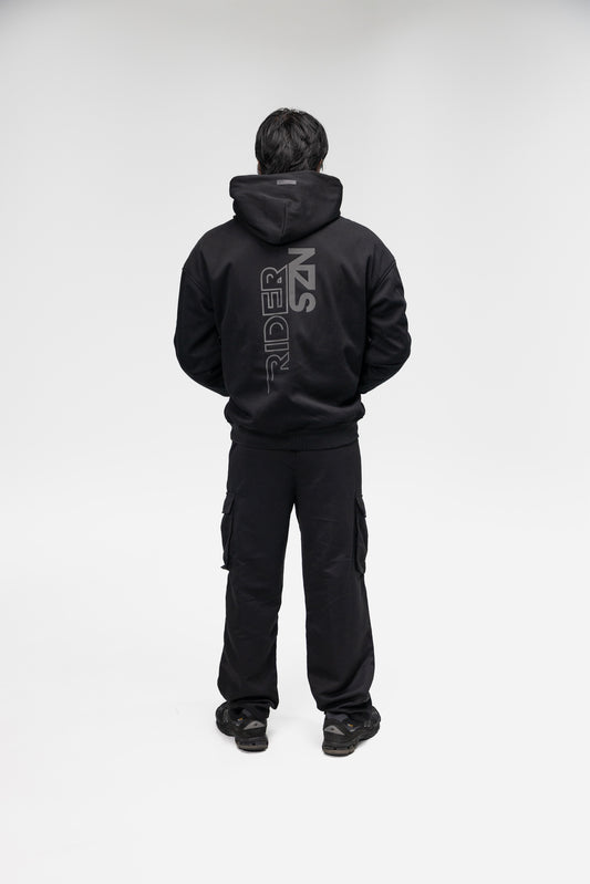 Armoured 'Rear View' Hoodie (Black + Dark Reflective)