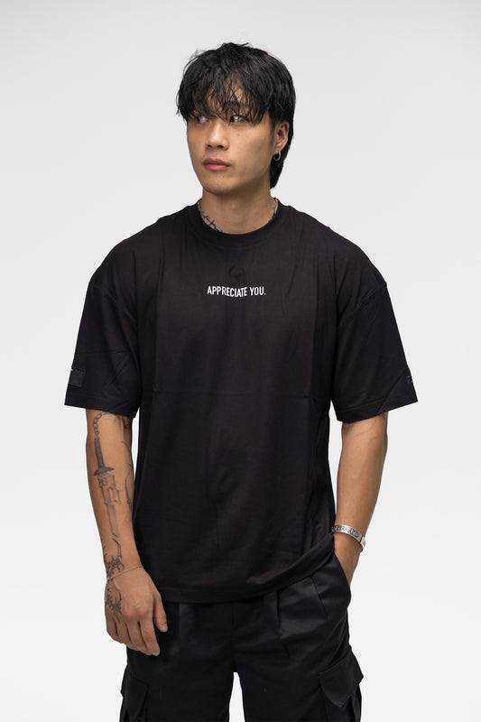Bamboo Stretch Tee - Appreciate You BLACK